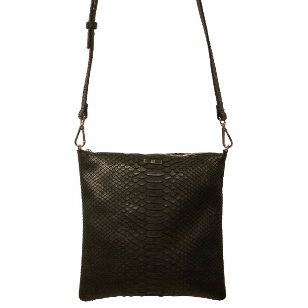 Tokyo Cross-Body, Matte Black Snakeskin